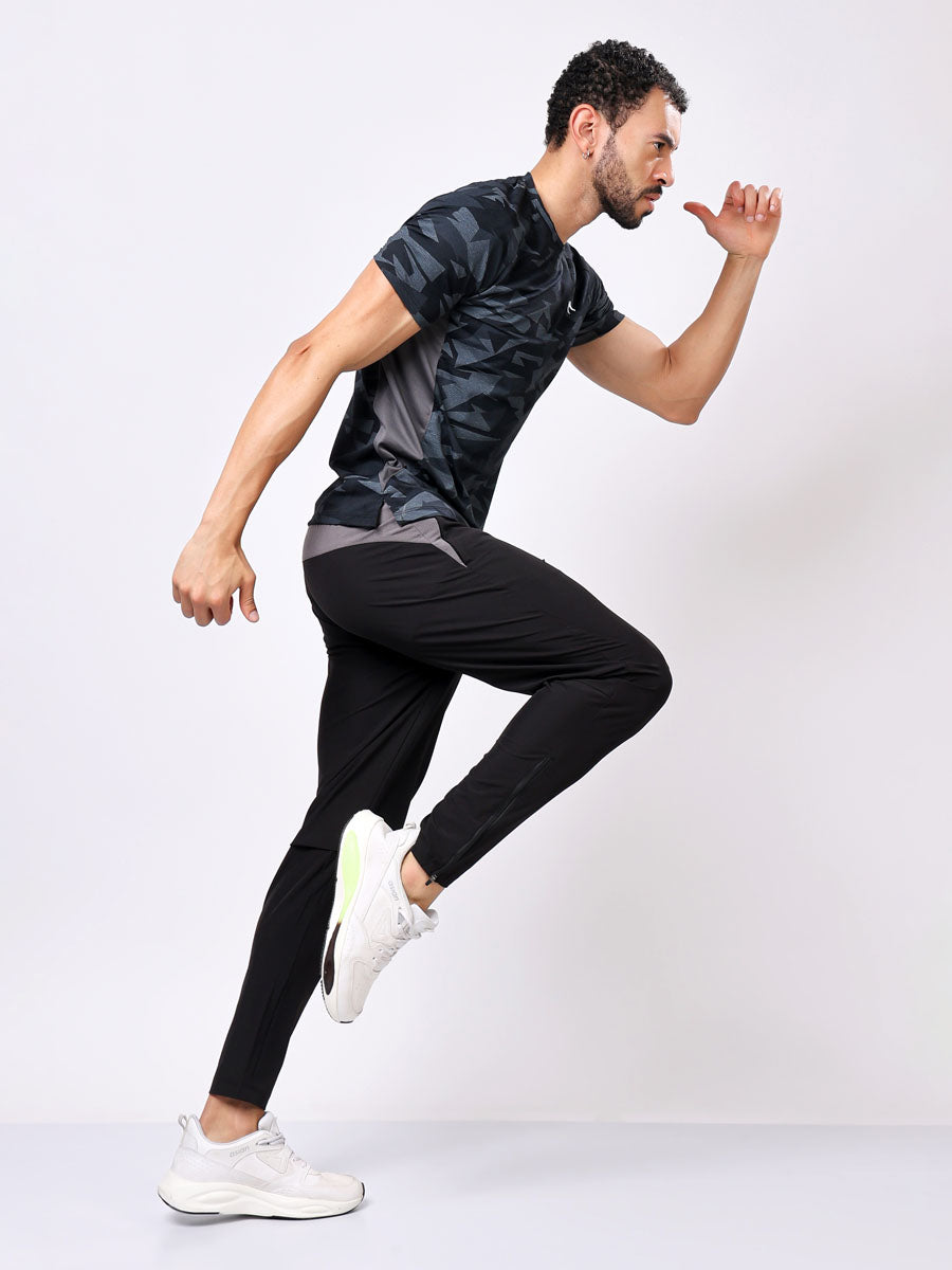 Men’s Grey-Black Printed T-Shirt – Ultra-Soft, Stylish Fit, Premium Fabric