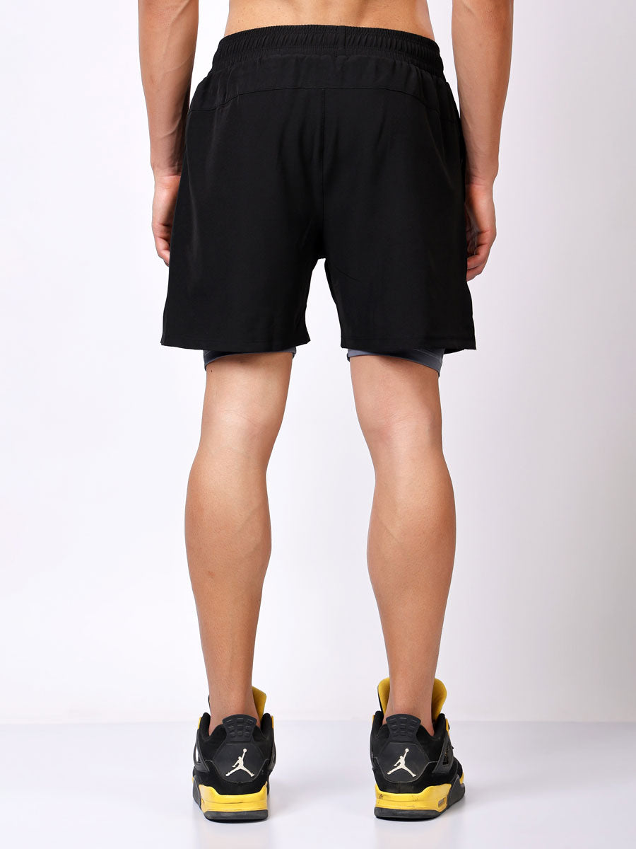 Black Dual Running Shorts – Sweat Wicking, Double Layered, All Day Comfort