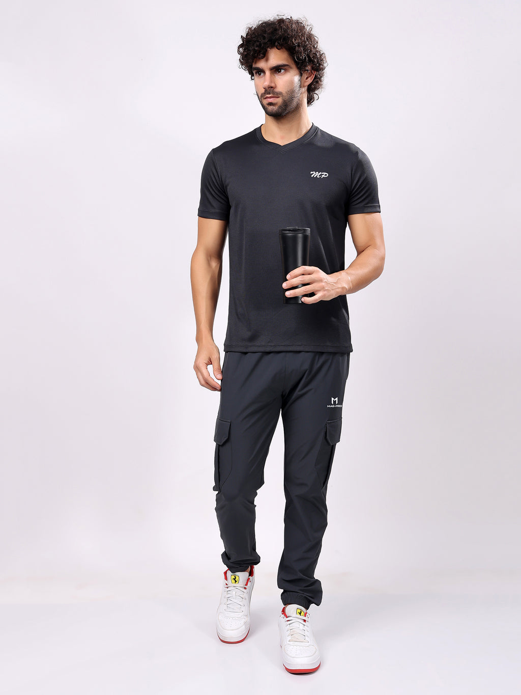 Plain Charcoal Black Round­Neck Tee