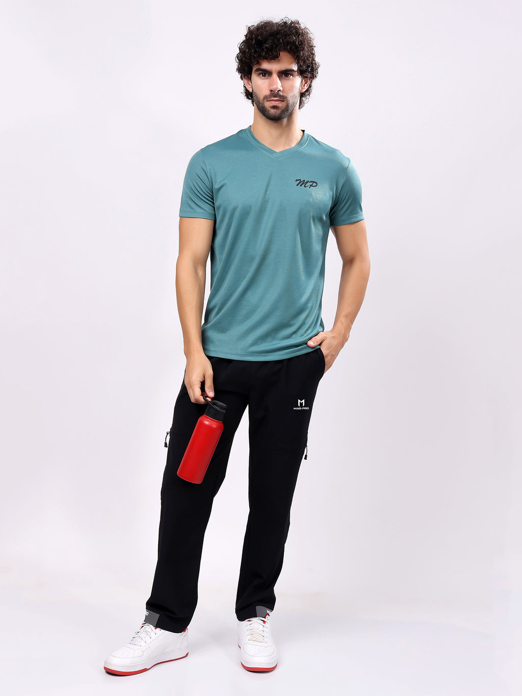 Plain Pine Green Round­Neck Tee