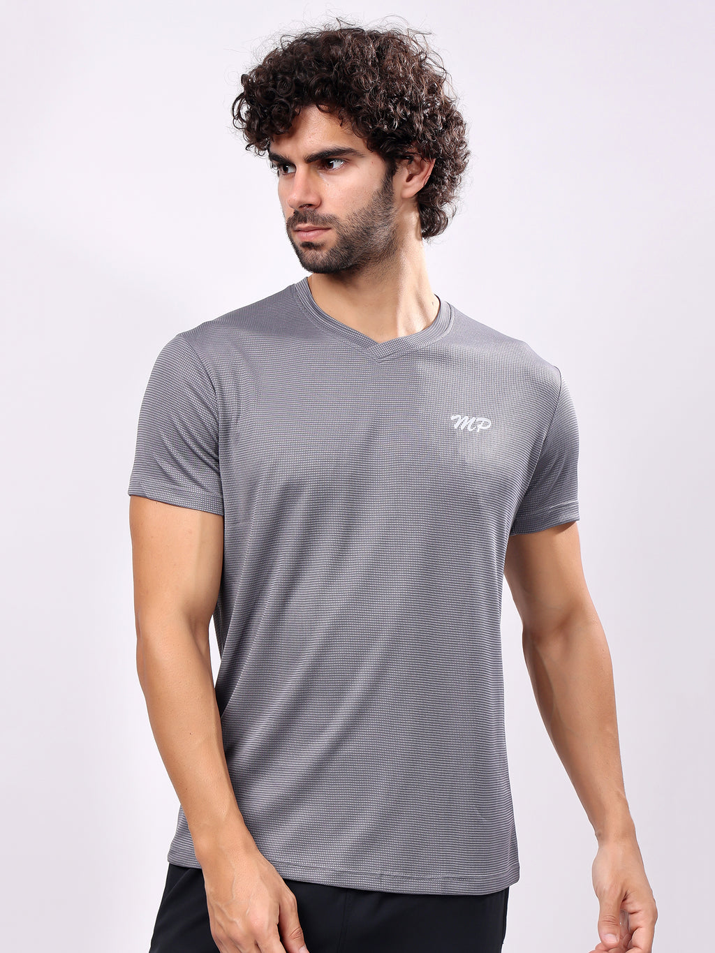 Plain Grey Round­Neck Tee