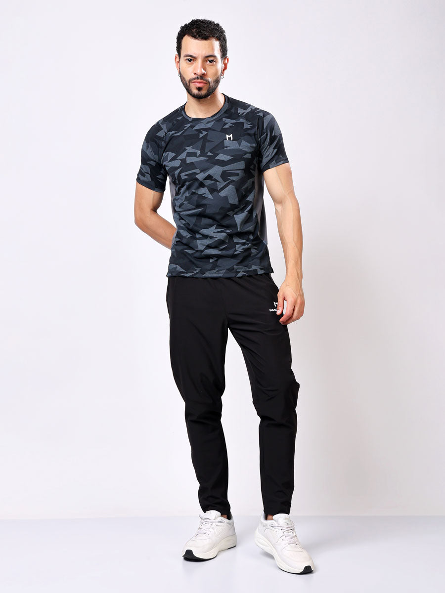 Men’s Grey-Black Printed T-Shirt – Ultra-Soft, Stylish Fit, Premium Fabric