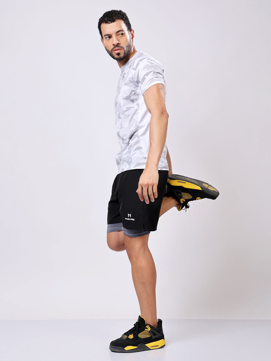 Black Dual Running Shorts – Sweat Wicking, Double Layered, All Day Comfort