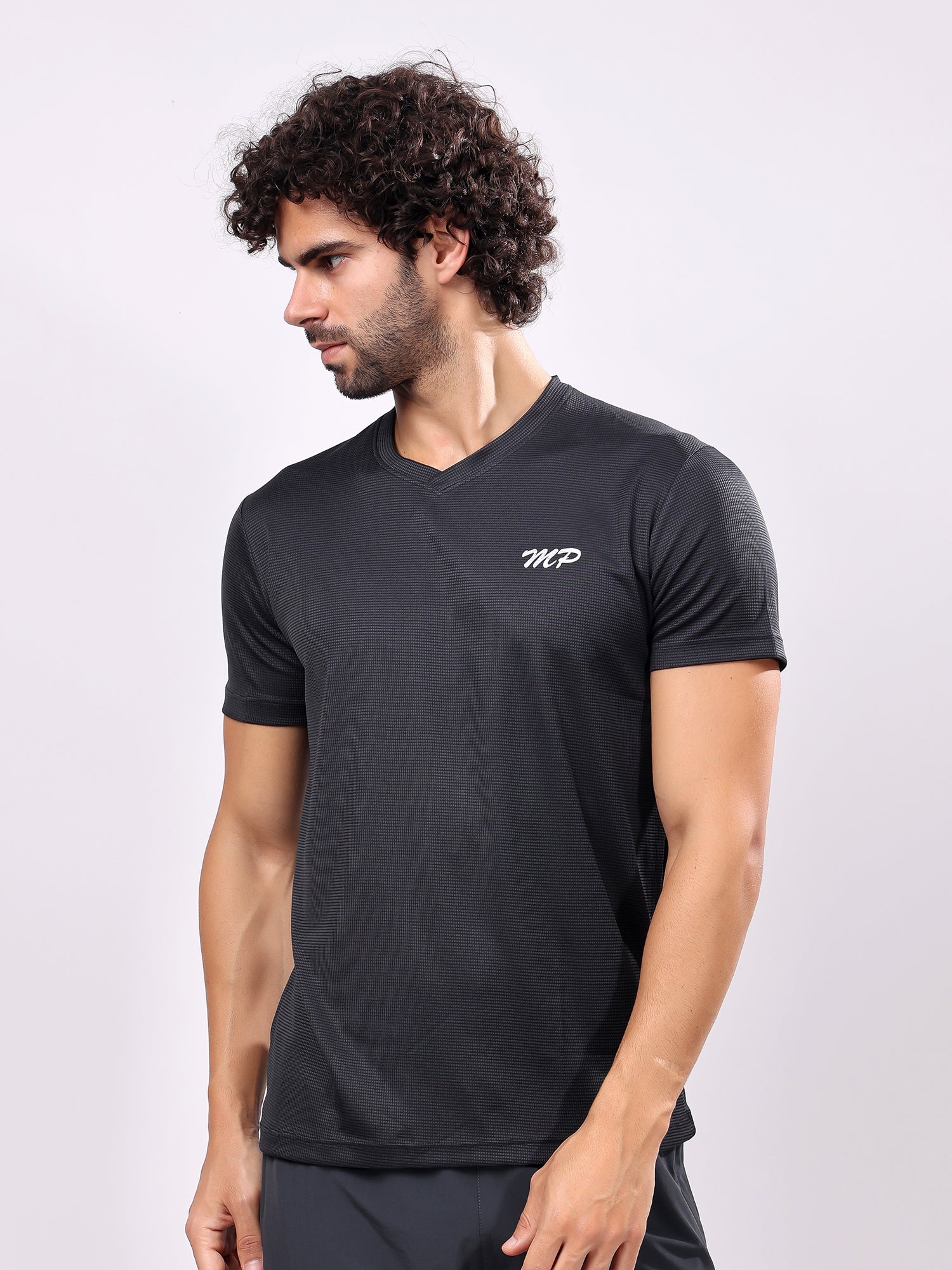Plain Charcoal Black Round­Neck Tee