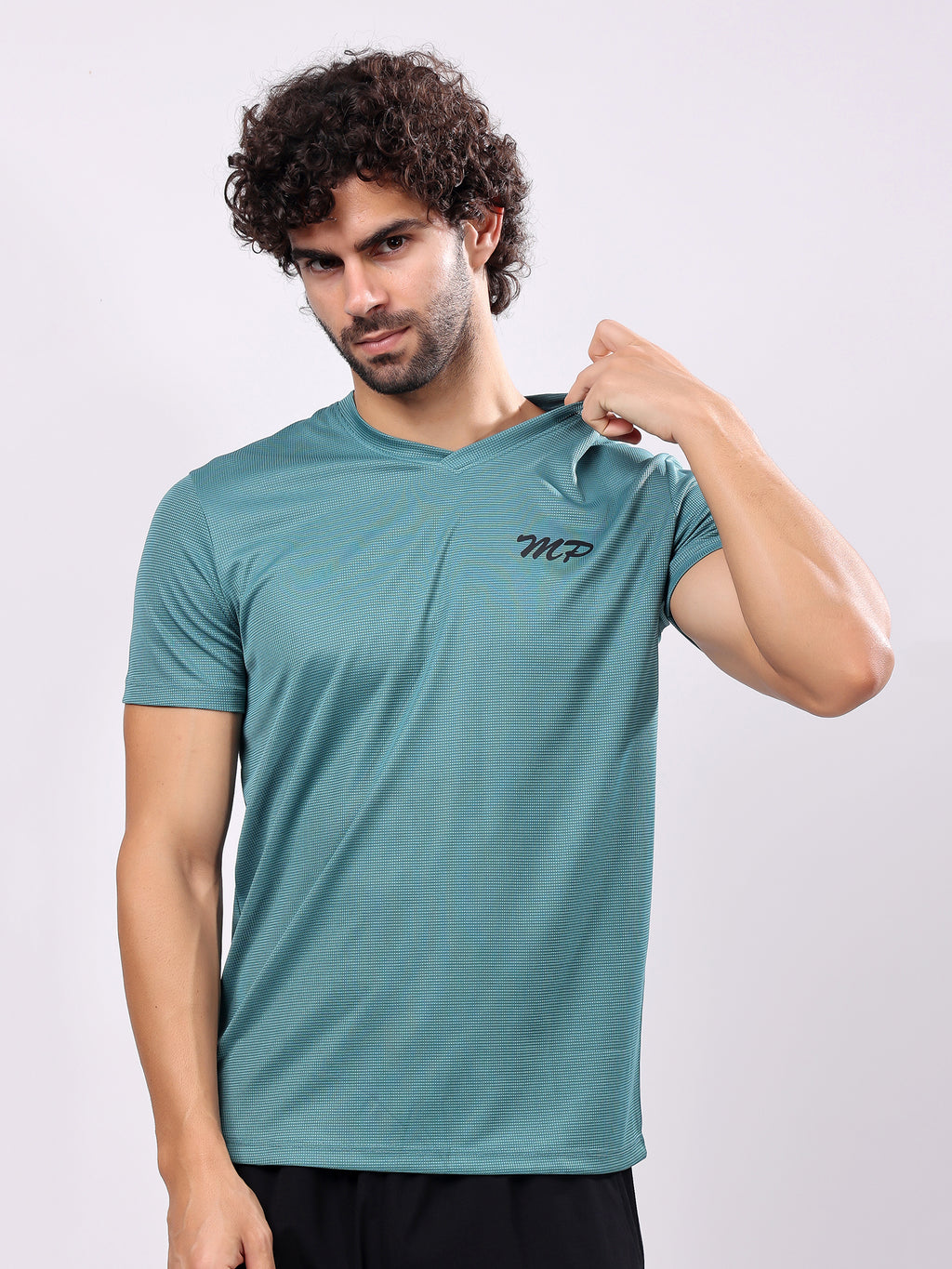 Plain Pine Green Round­Neck Tee
