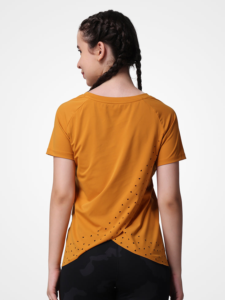 Feather Feel Ochre Yellow Laser Tee