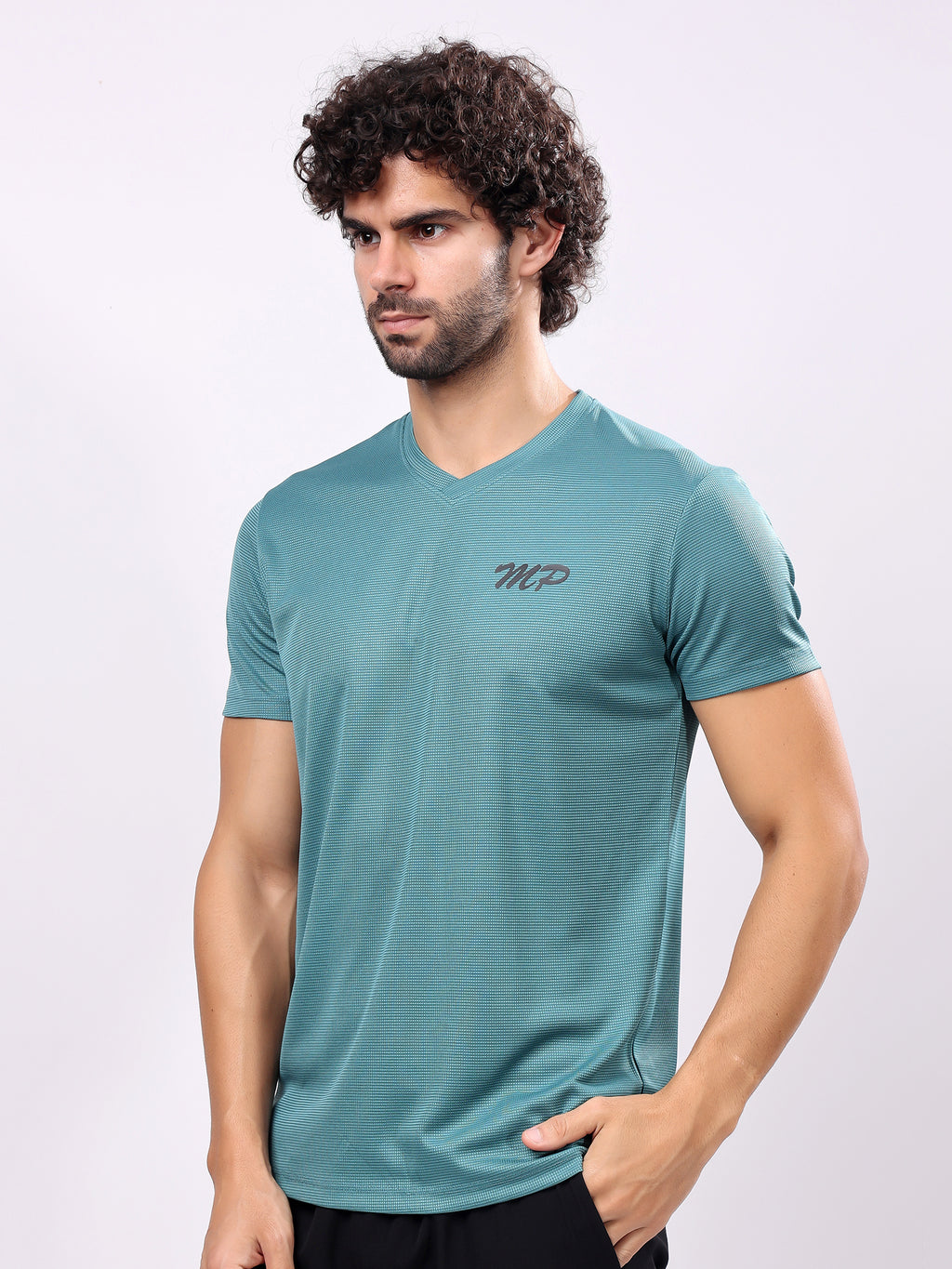 Plain Pine Green Round­Neck Tee