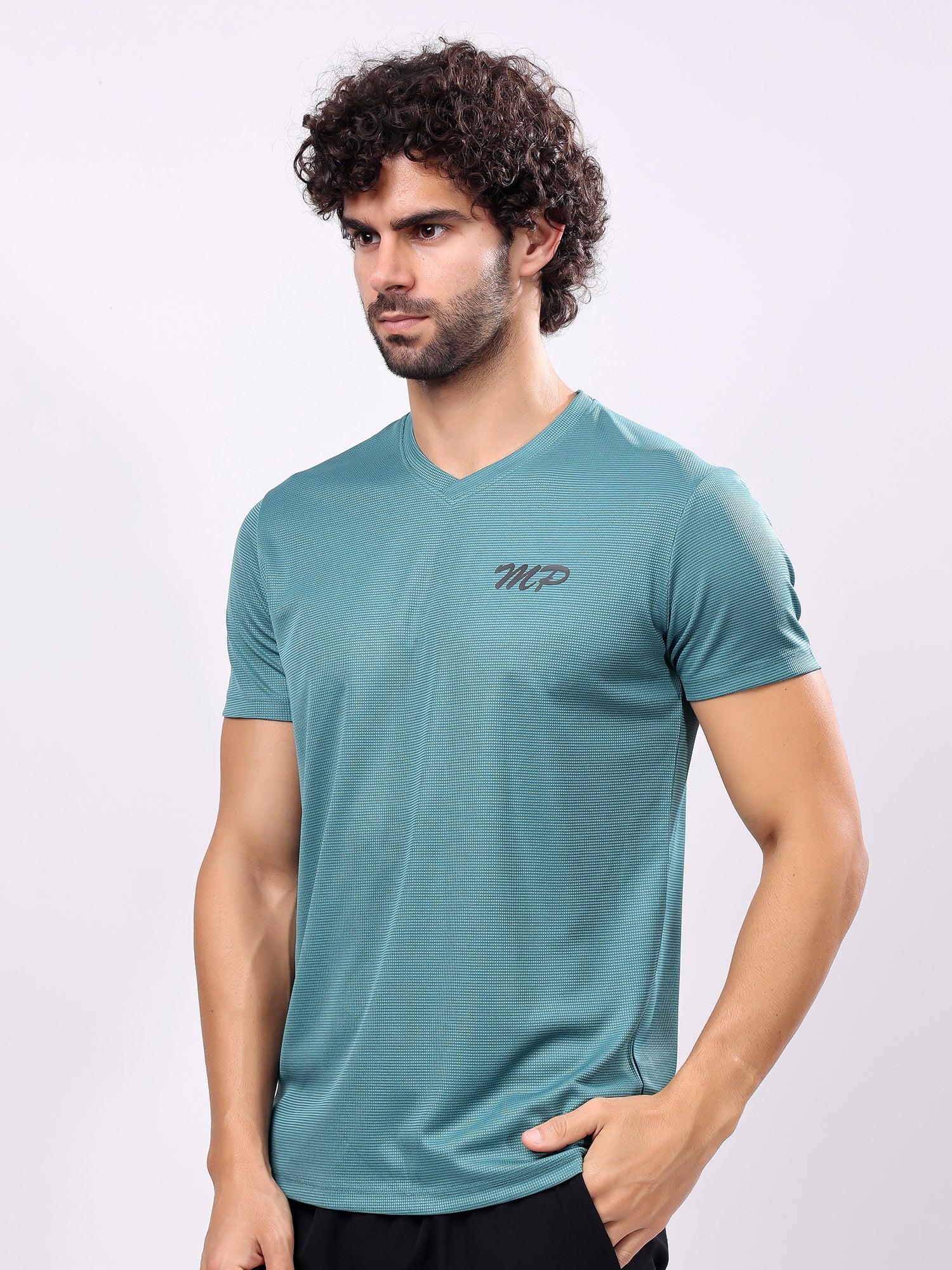 Plain Pine Green Round­Neck Tee
