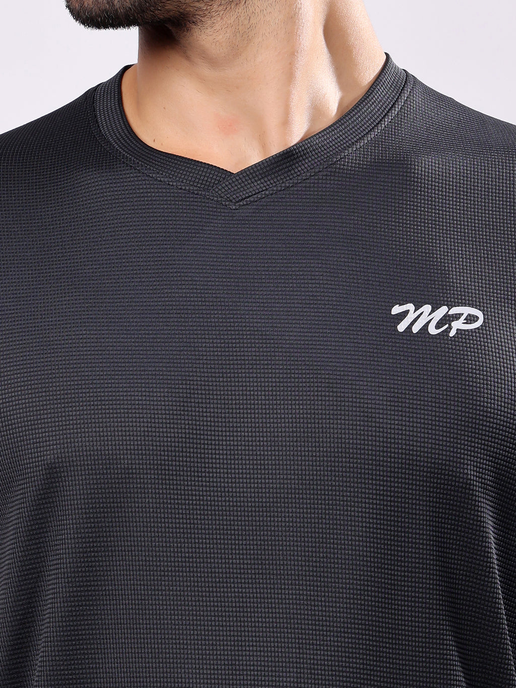 Plain Charcoal Black Round­Neck Tee