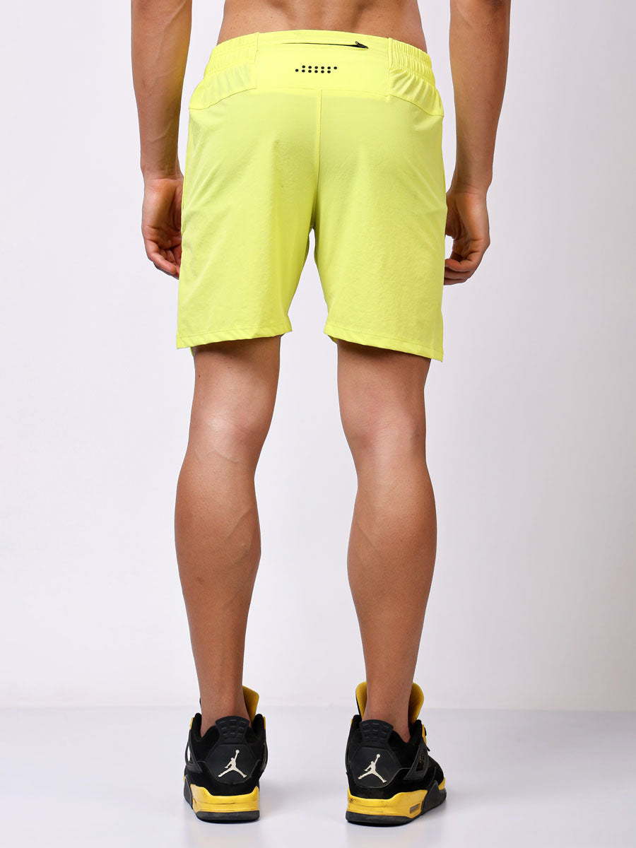 Neon Green Fitted Shorts – Breathable Fabric, Side Pocket, Comfortable Fit