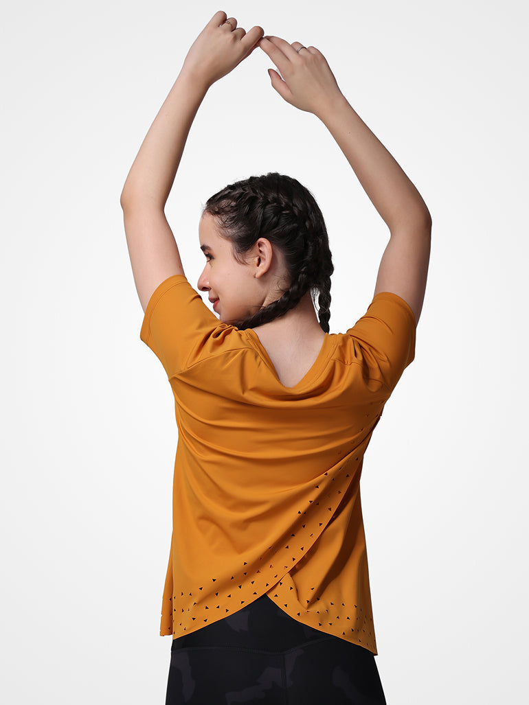 Feather Feel Ochre Yellow Laser Tee