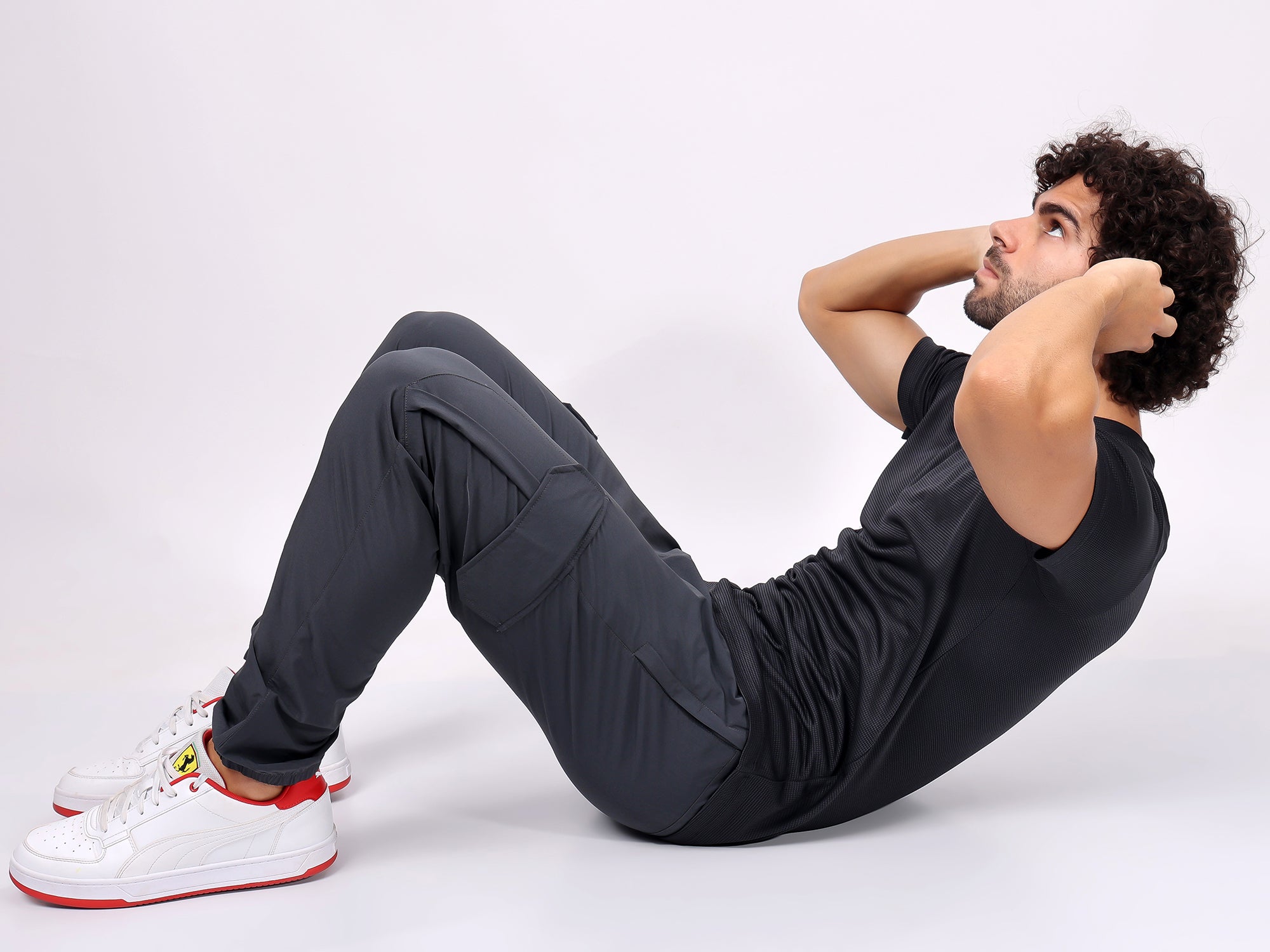 Plain Charcoal Black Round­Neck Tee