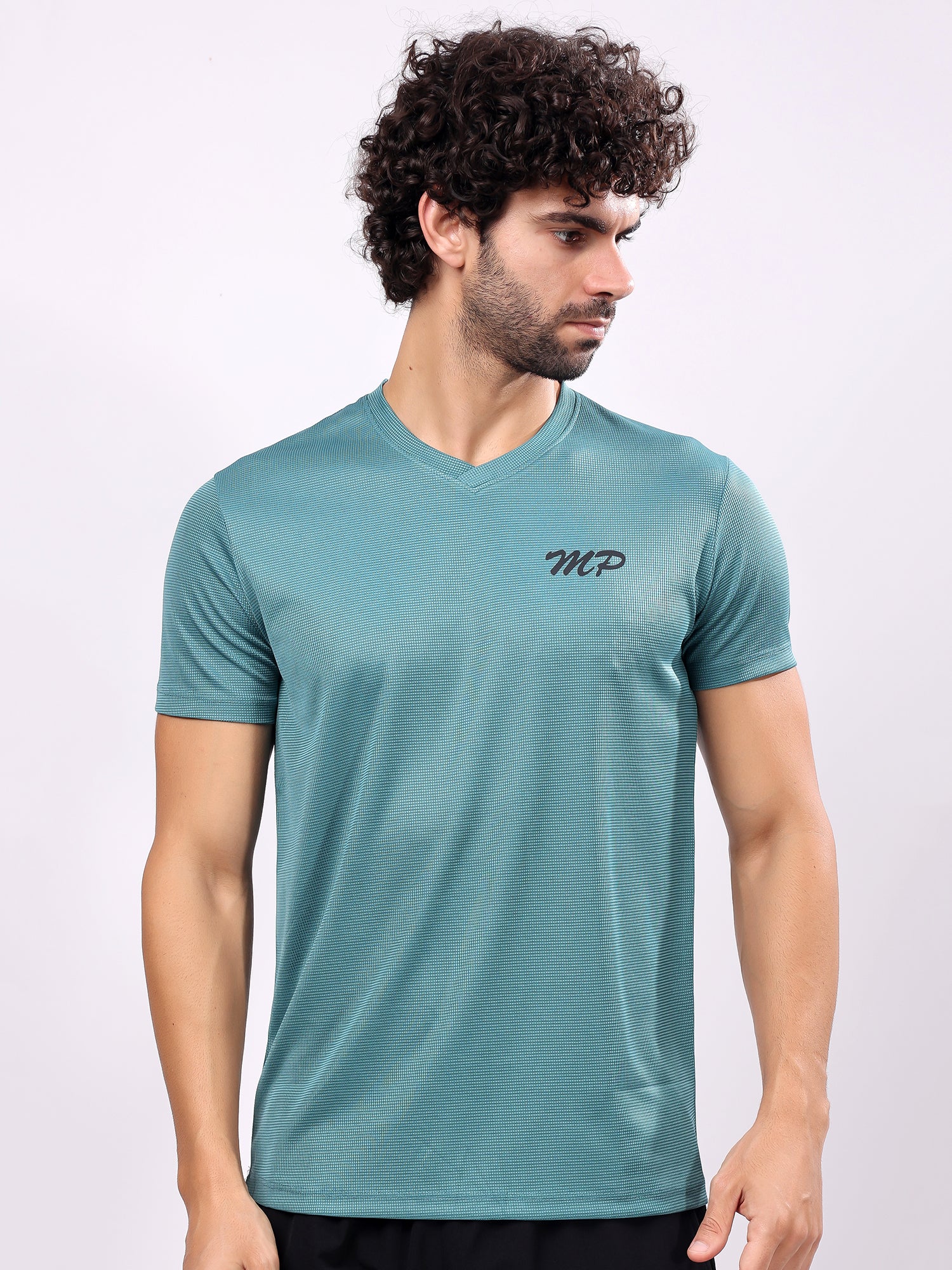 Plain Pine Green Round­Neck Tee