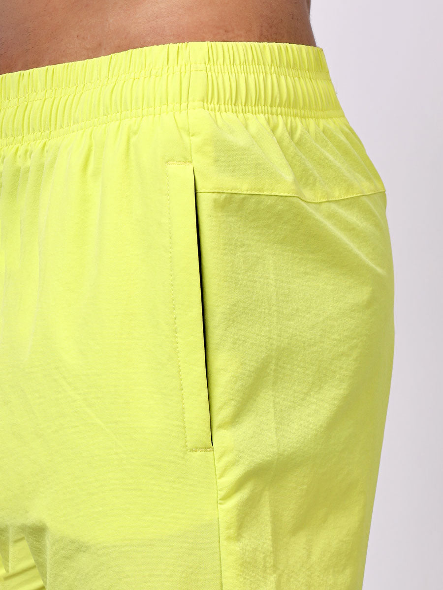 Neon Green Fitted Shorts – Breathable Fabric, Side Pocket, Comfortable Fit