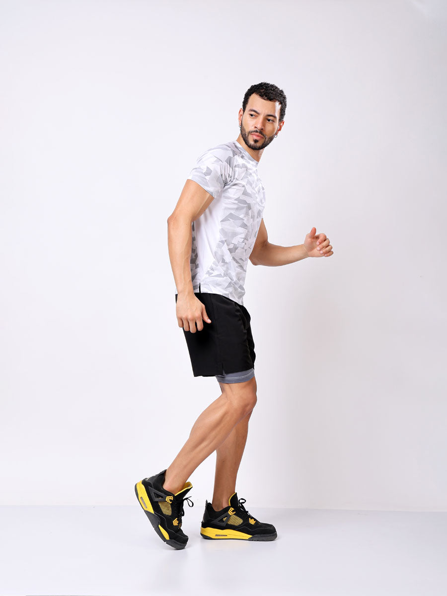 Black Dual Running Shorts – Sweat Wicking, Double Layered, All Day Comfort