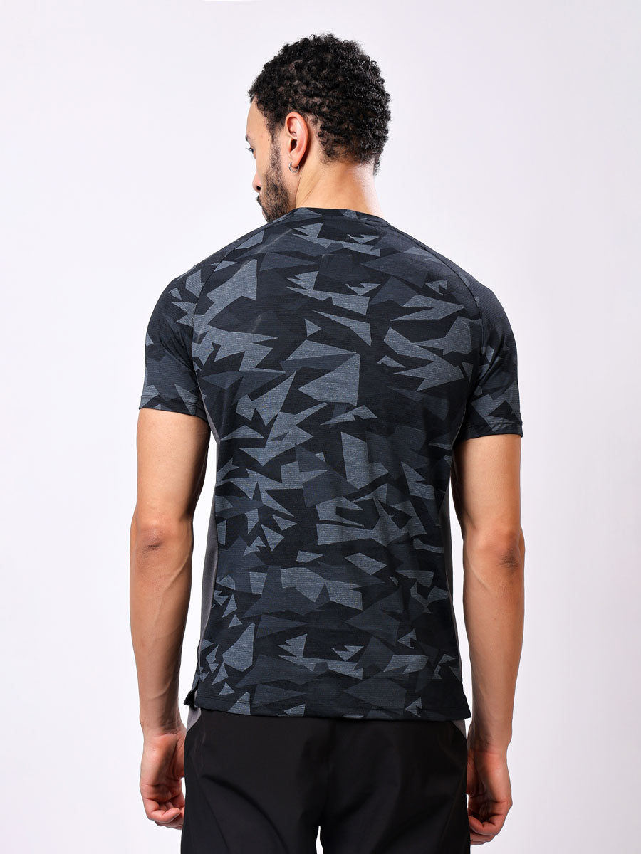 Men’s Grey-Black Printed T-Shirt – Ultra-Soft, Stylish Fit, Premium Fabric