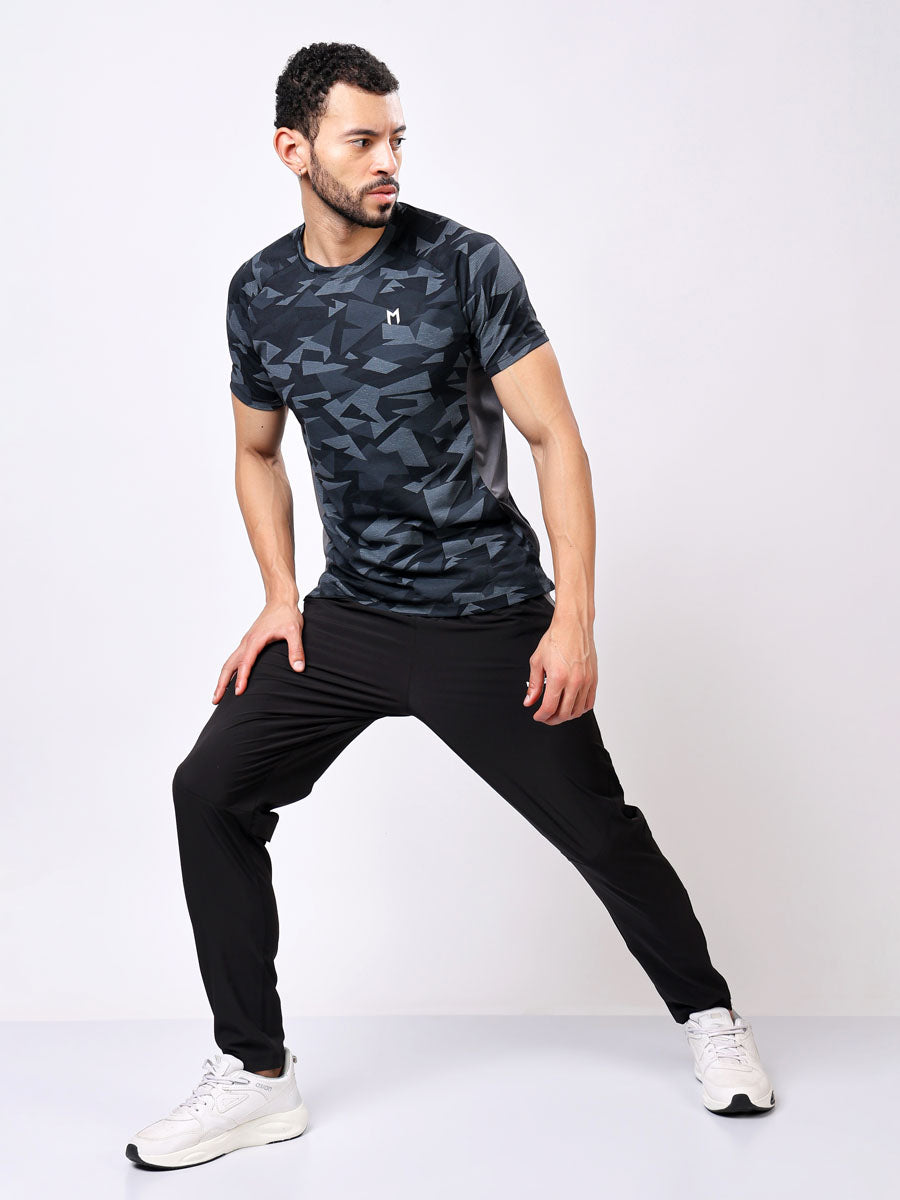 Men’s Grey-Black Printed T-Shirt – Ultra-Soft, Stylish Fit, Premium Fabric