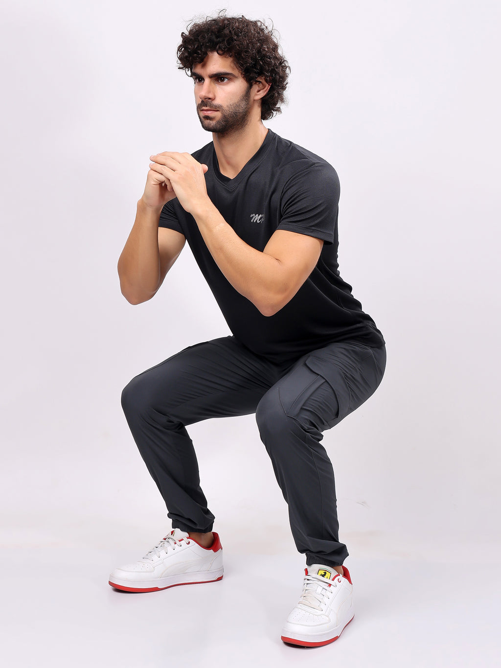 Plain Charcoal Black Round­Neck Tee