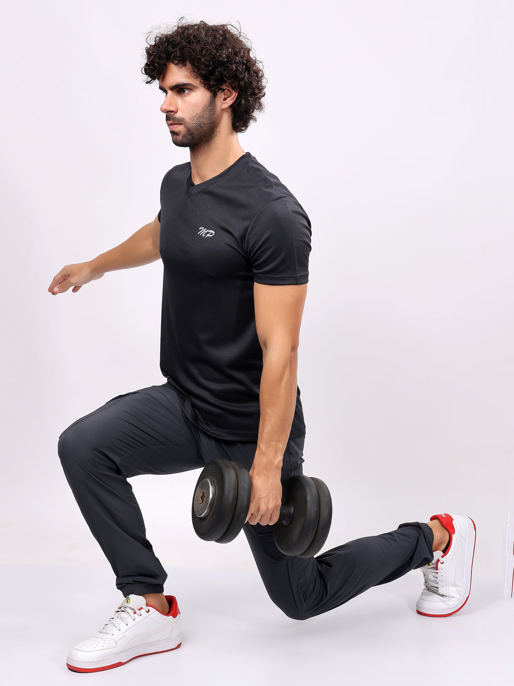 Plain Charcoal Black Round­Neck Tee