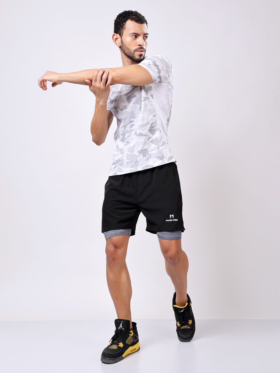Black Dual Running Shorts – Sweat Wicking, Double Layered, All Day Comfort
