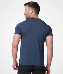 Plain Navy Blue Round­Neck Tee - Image 2