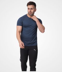 Plain Navy Blue Round­Neck Tee - Image 6